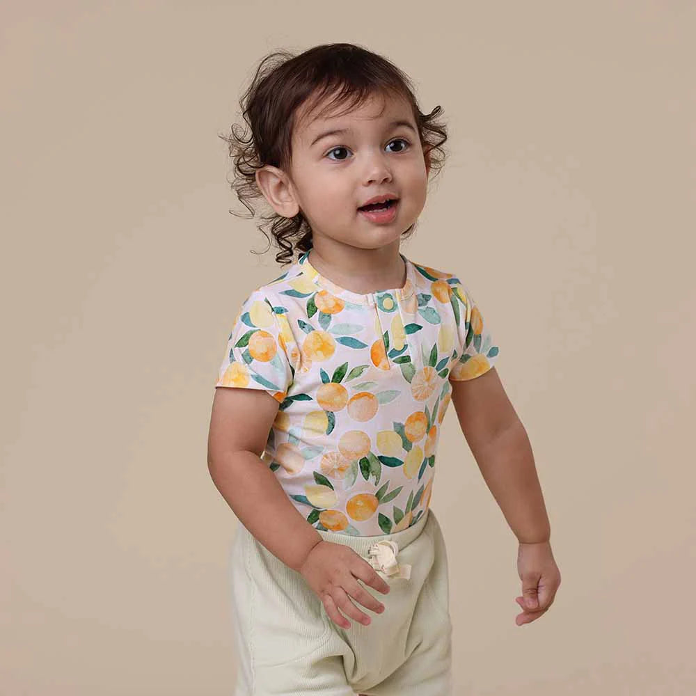 Snuggle Hunny Sunny Citrus Short Sleeve Organic Bodysuit