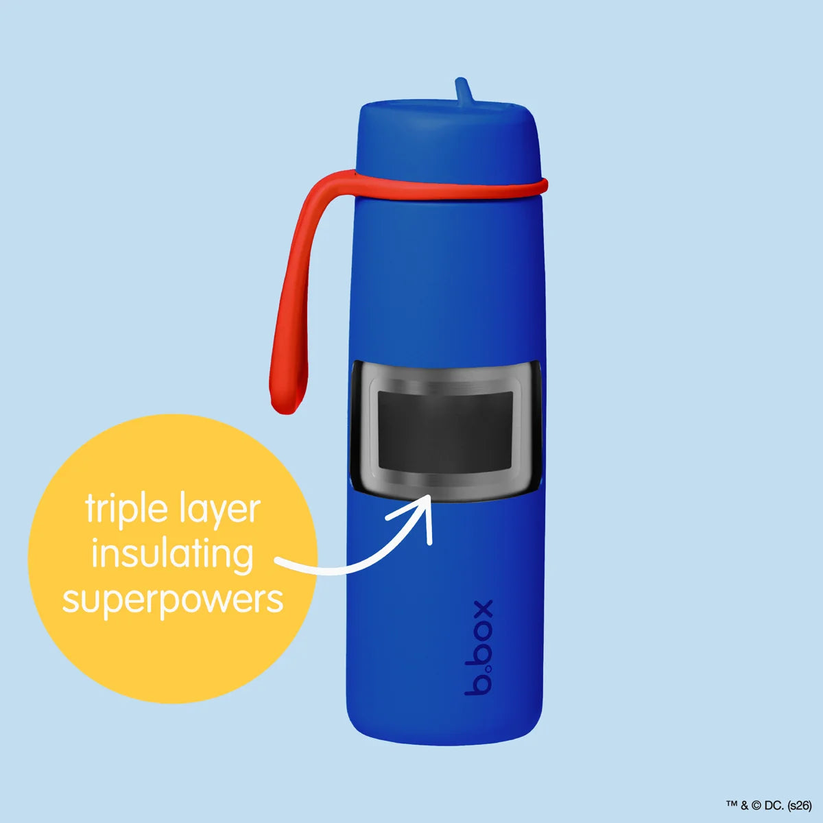b.box Insulated Flip Top Bottle 690ml - Superman
