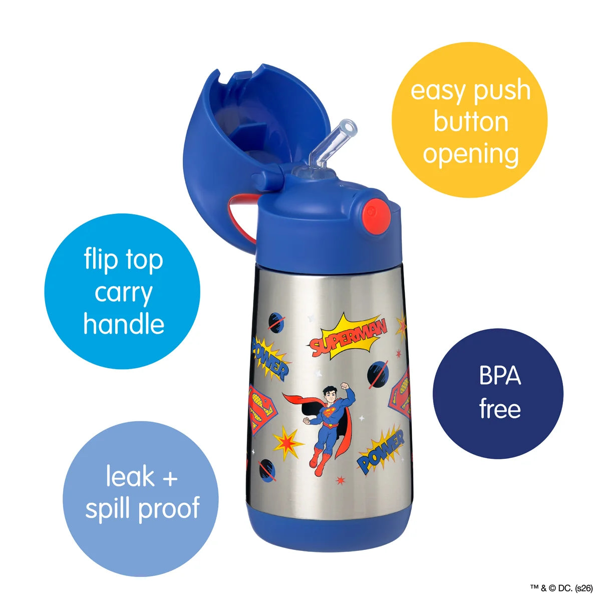 b.box Insulated Drink Bottle 350ml - Superman