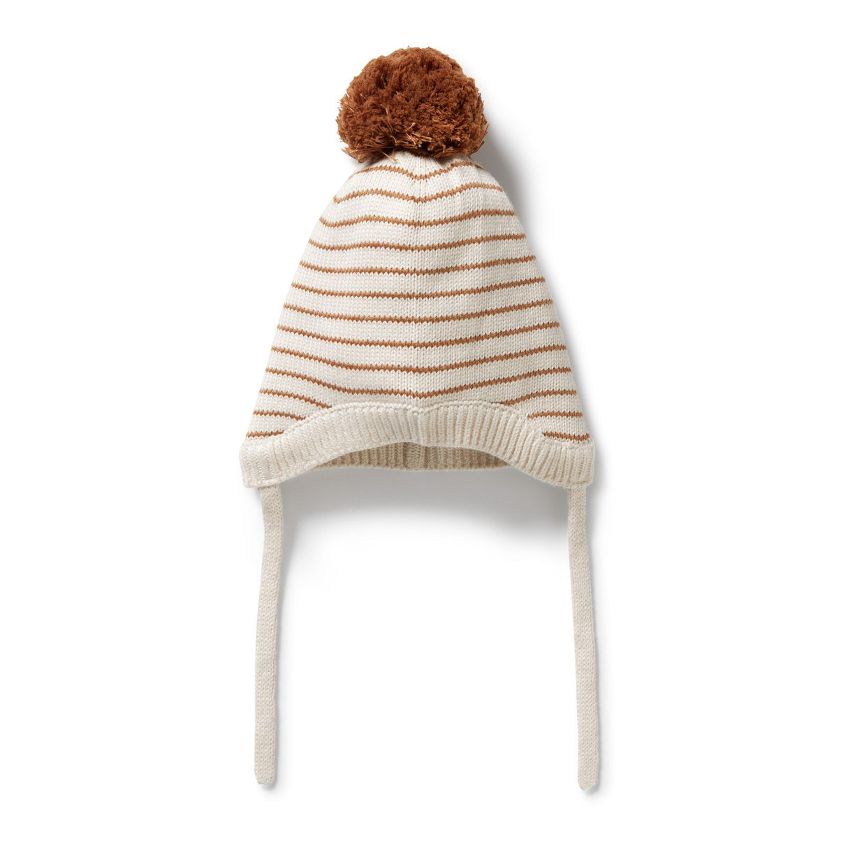 Wilson + Frenchy Organic Knitted Stripe Bonnet - Cinnamon Stripe