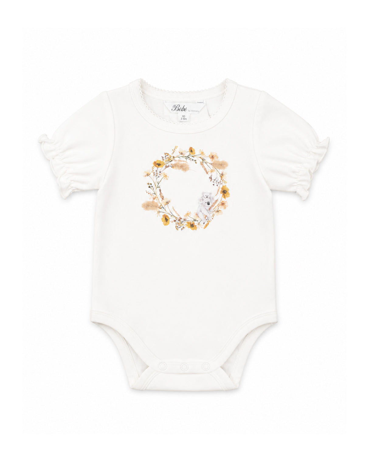 Minihaha Taylor Organic Floral Koala Bodysuit