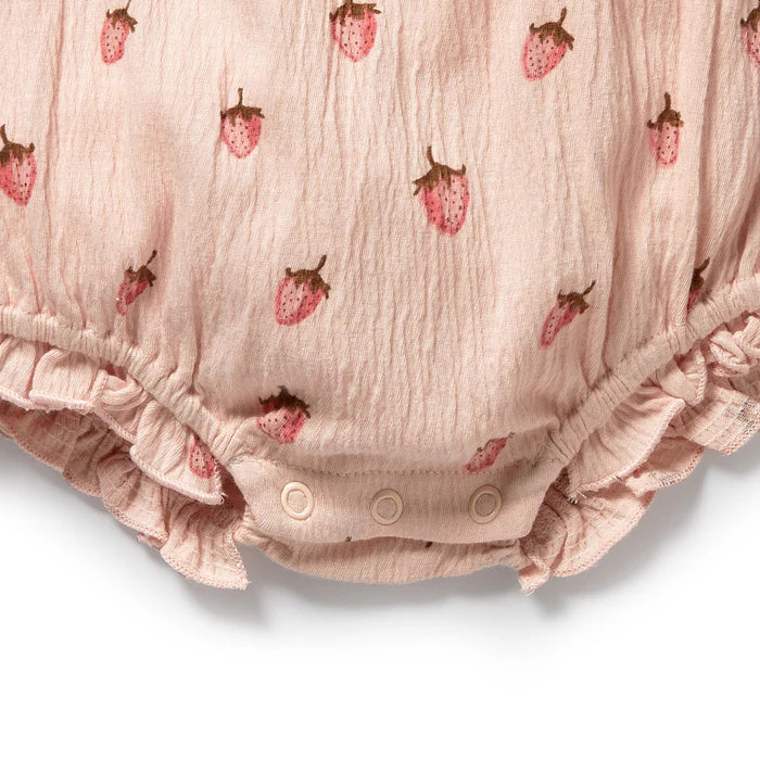 Wilson + Frenchy Strawberry Kisses Organic Tie Playsuit
