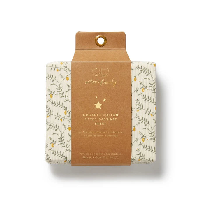 Wilson + Frenchy Lemon Leaf Organic Bassinet Sheet