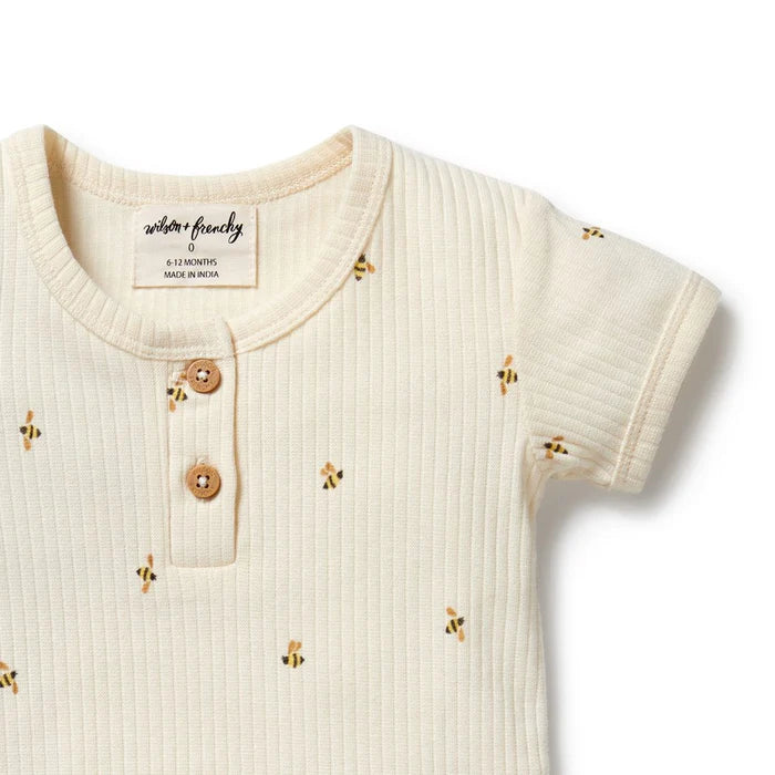 Wilson + Frenchy Bee Mine Organic Henley Bodysuit