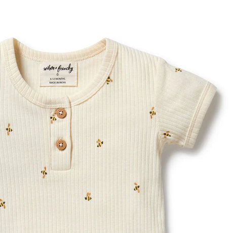 Wilson + Frenchy Bee Mine Organic Henley Bodysuit