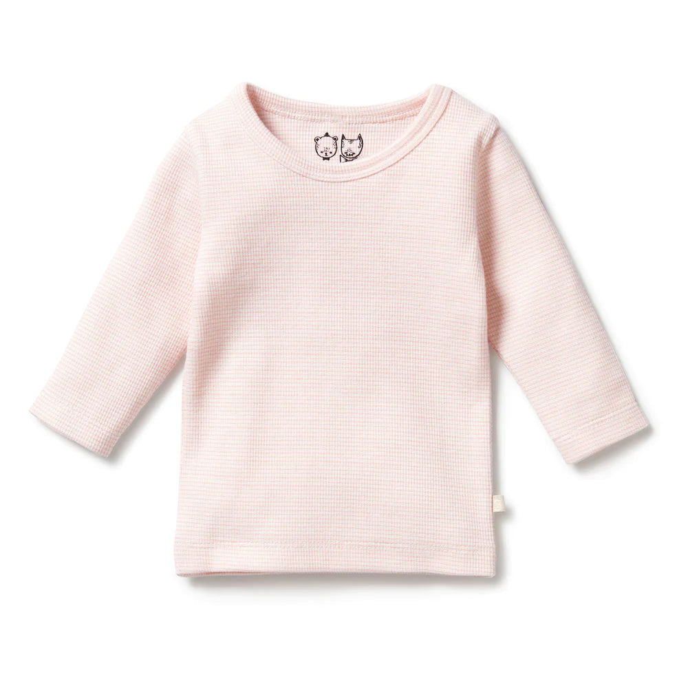 Wilson + Frenchie Organic Stripe Rib Long Sleeve Top - Cantaloupe