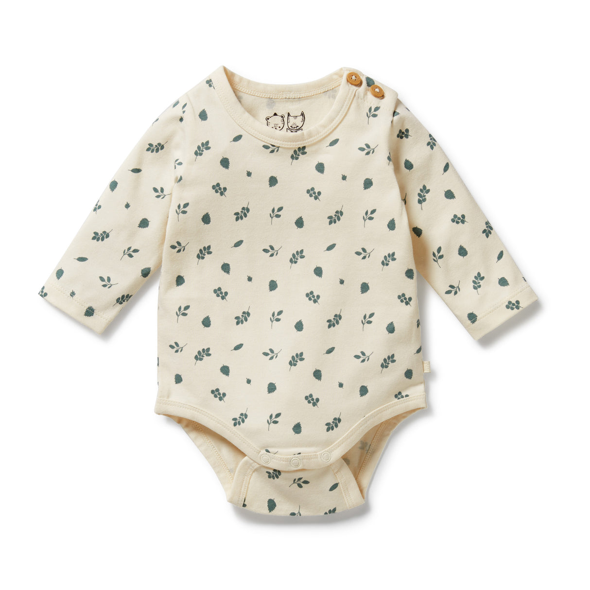Wilson + Frenchy Organic Cotton Jersey Long Sleeved Bodysuit - Twilight Leaf