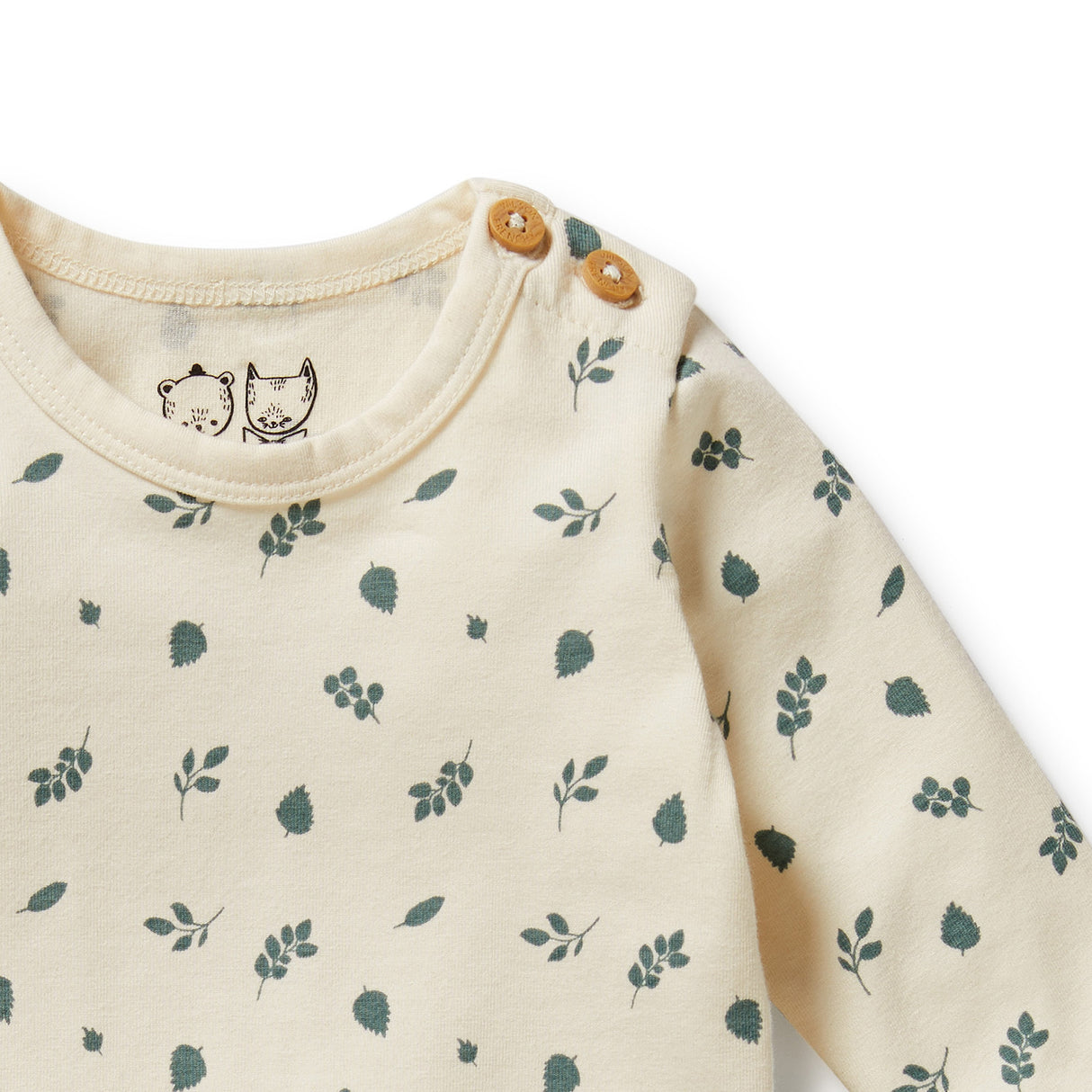 Wilson + Frenchy Organic Cotton Jersey Long Sleeved Bodysuit - Twilight Leaf