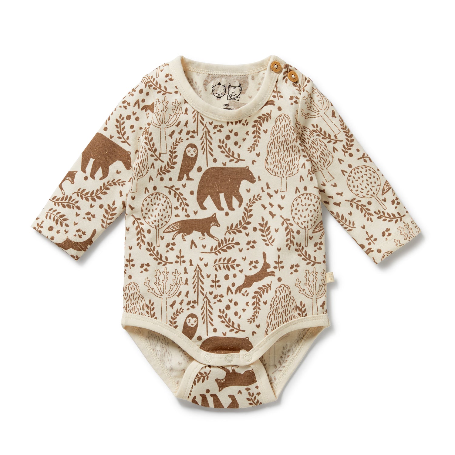 Wilson + Frenchy Organic Cotton Jersey Long Sleeved Bodysuit - Winter Forest