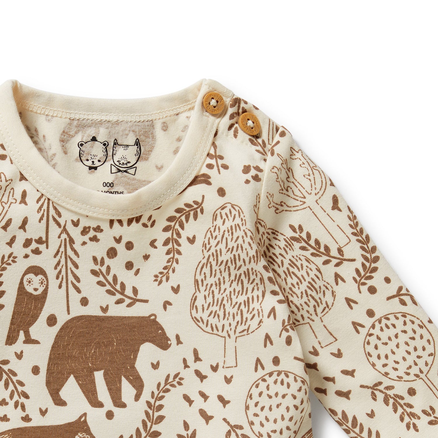 Wilson + Frenchy Organic Cotton Jersey Long Sleeved Bodysuit - Winter Forest