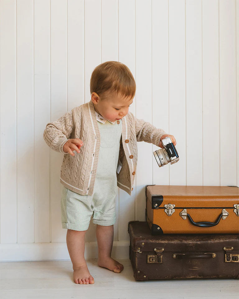 Minihaha Roman Green Stripe Overalls
