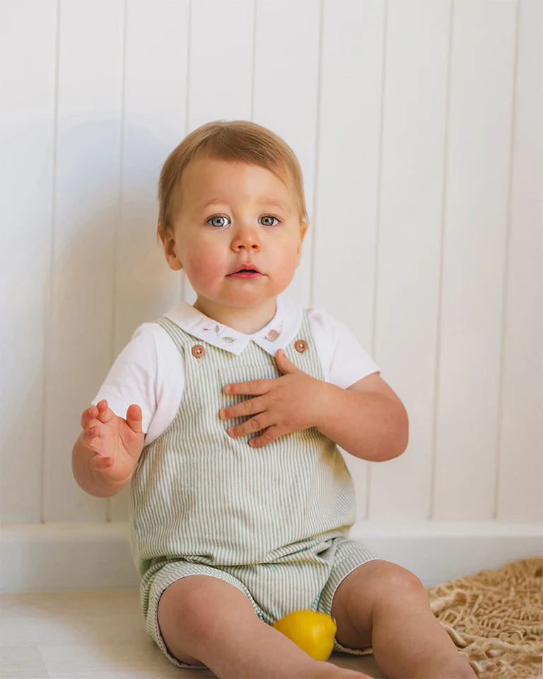 Minihaha Roman Green Stripe Overalls