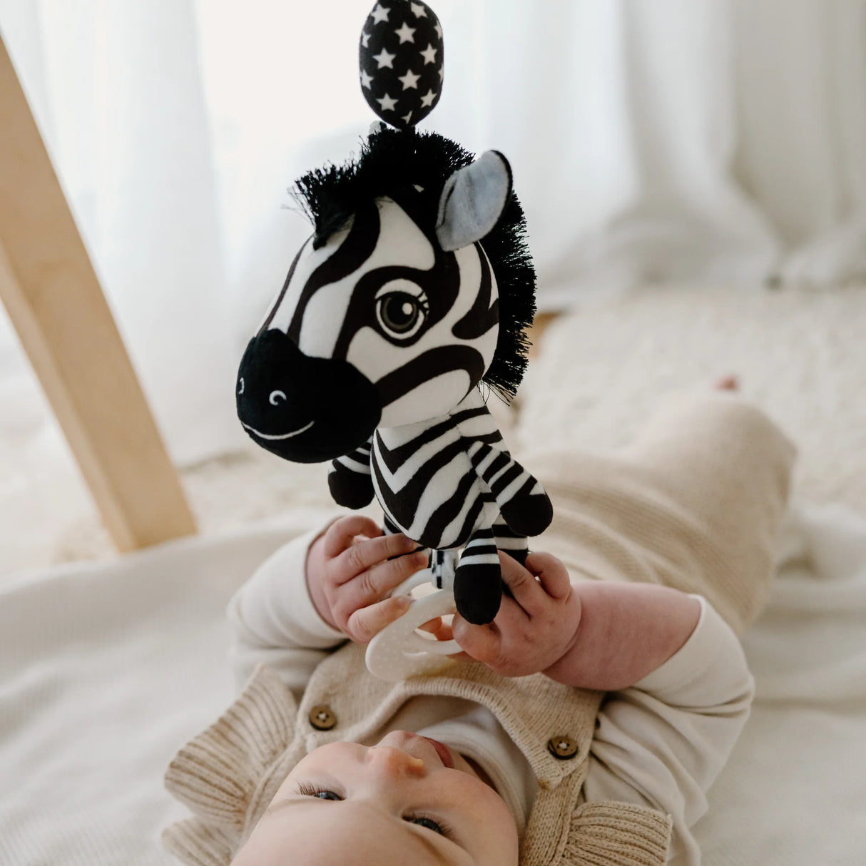 Young Wonderer High Contrast Hanging Pram Toy - Ziggy the Zebra