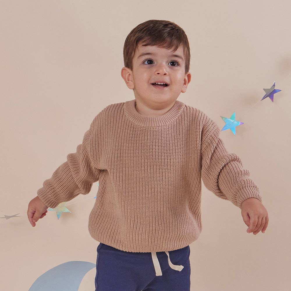 Snuggle Hunny Oversized Cotton Knit Jumper - Hazelnut