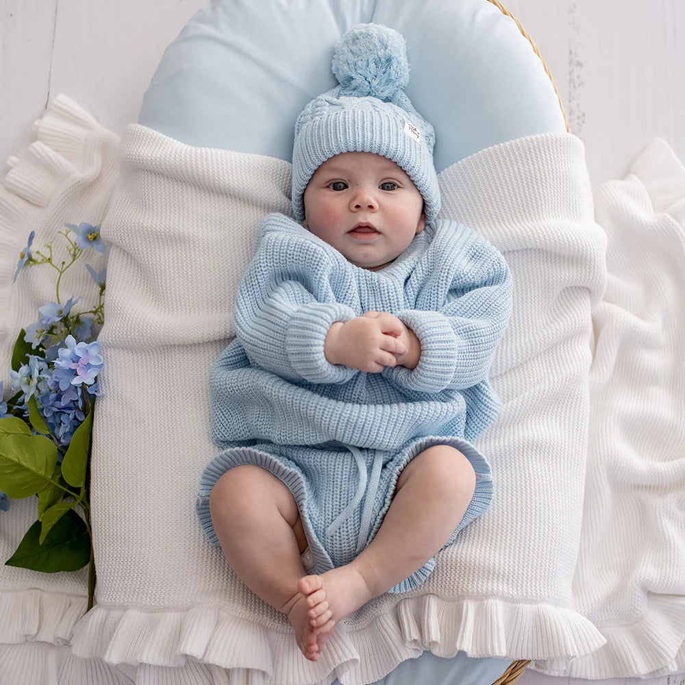 Snuggle Hunny Oversized Cotton Knit Jumper - Baby Blue