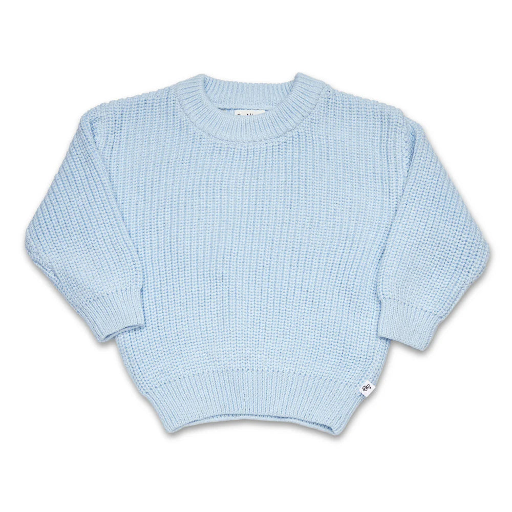 Snuggle Hunny Oversized Cotton Knit Jumper - Baby Blue