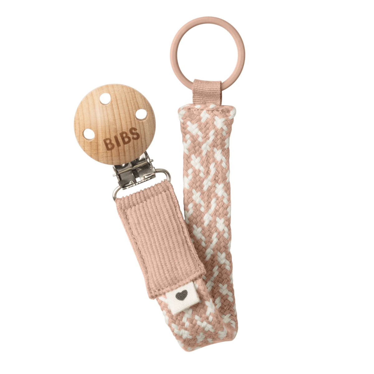 BIBS Pacifier Braided Clip - Blush/Ivory