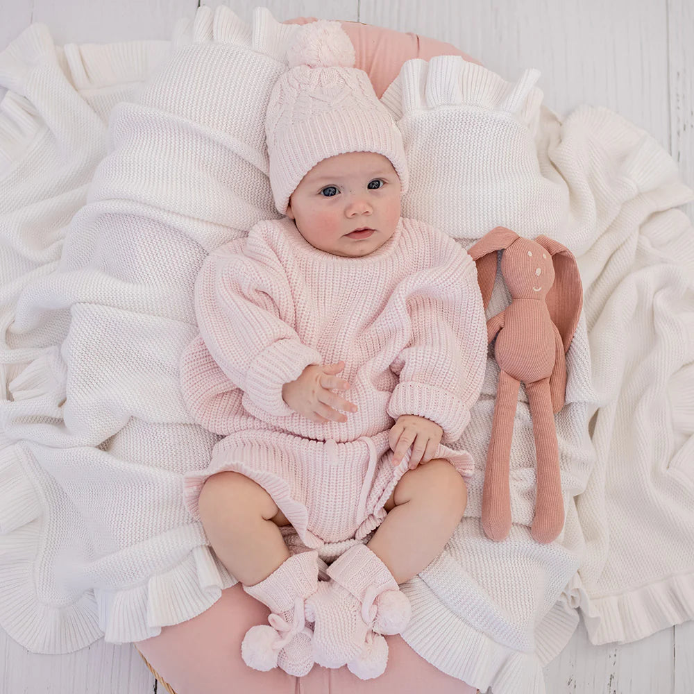 Snuggle Hunny Oversized Cotton Knit Jumper - Blush Pink