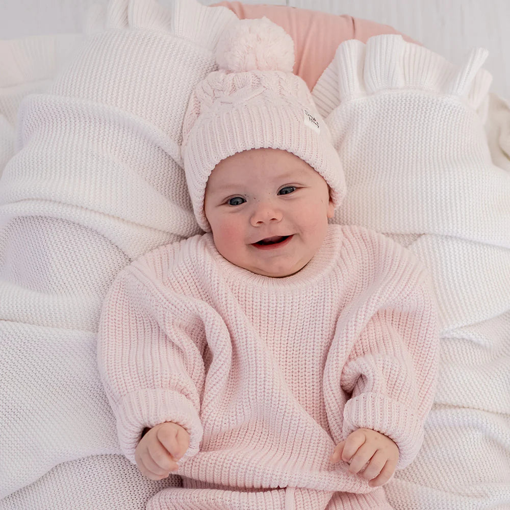 Snuggle Hunny Oversized Cotton Knit Jumper - Blush Pink