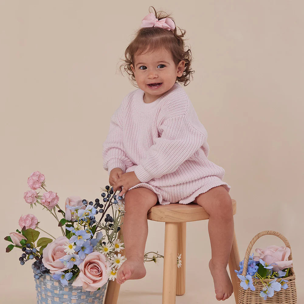 Snuggle Hunny Oversized Cotton Knit Jumper - Blush Pink