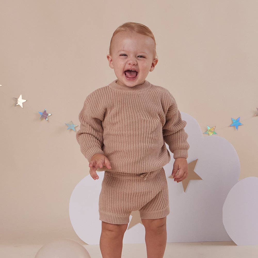 Snuggle Hunny Oversized Cotton Knit Jumper - Hazelnut