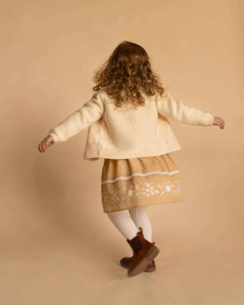 Minihaha Girls Cream Pointelle Cardigan