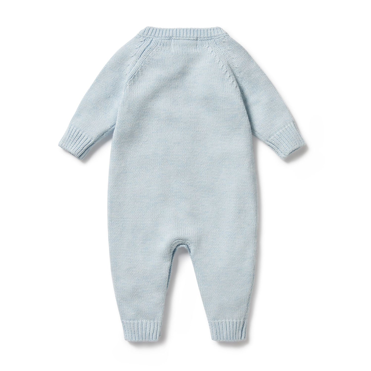 Wilson + Frenchy Knitted Cable Growsuit - Bluebell Fleck