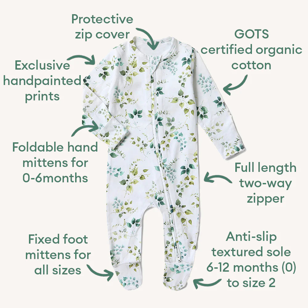 Snuggle Hunny Organic Sleepsuit Zip Footie - Eden