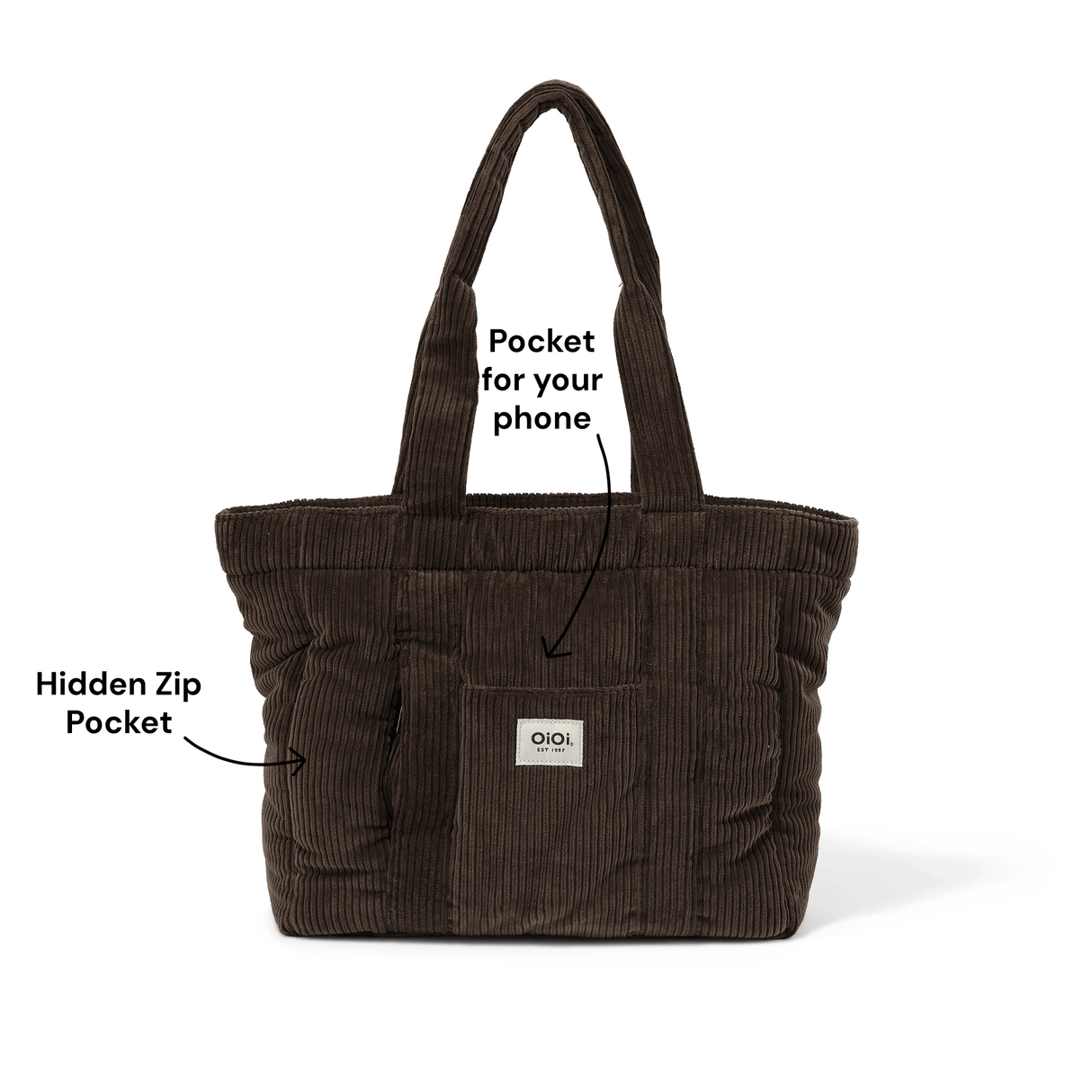 OiOi Everyday Tote - Chocolate Brown Corduroy