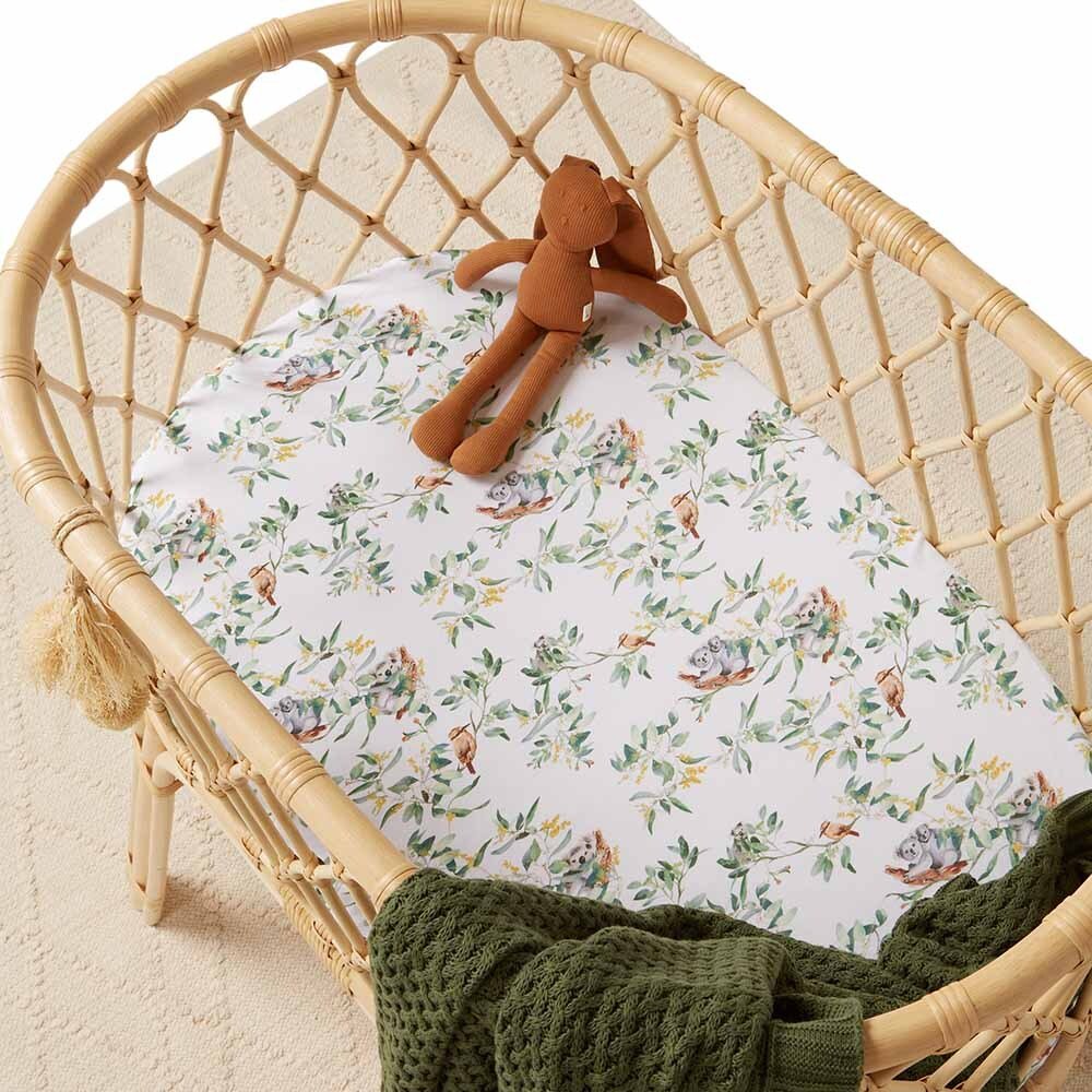 Snuggle Hunny Organic Cotton Bassinet Sheet/Change Mat Cover - Eucalypt