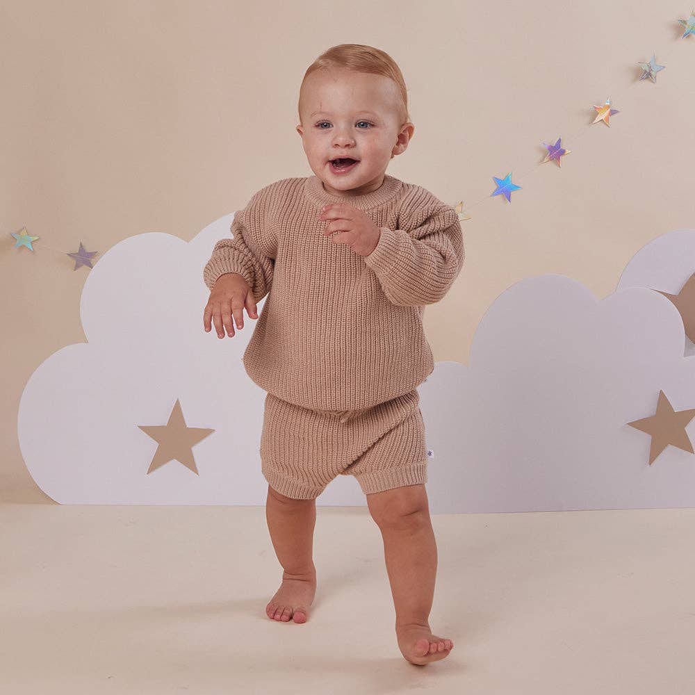 Snuggle Hunny Oversized Cotton Knit Jumper - Hazelnut