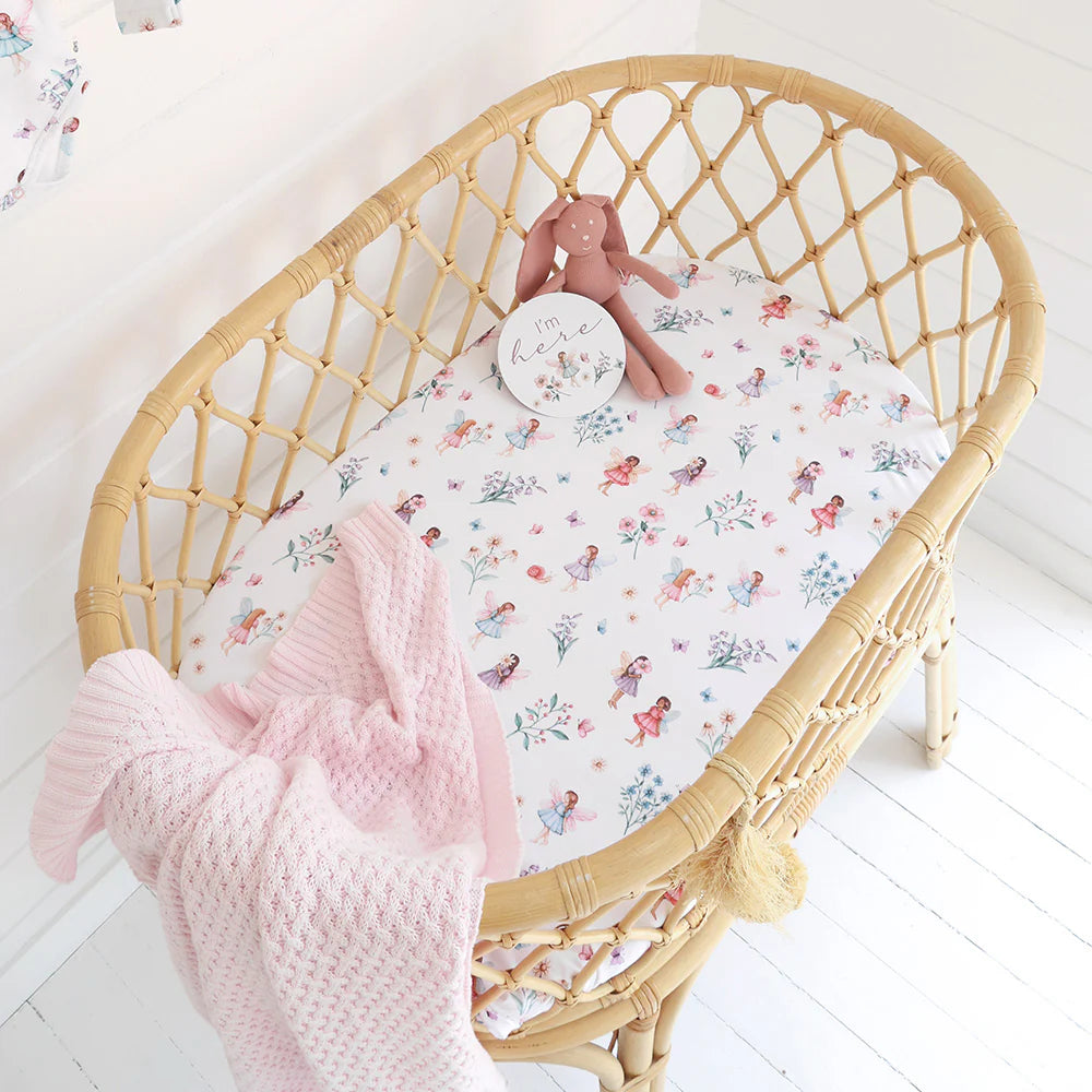 Snuggle Hunny Organic Bassinet Sheet / Change Pad Cover - Fairy Garden
