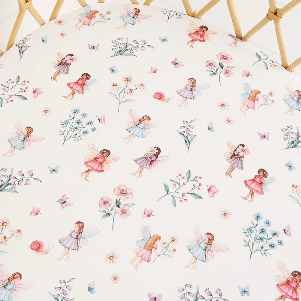 Snuggle Hunny Organic Bassinet Sheet / Change Pad Cover - Fairy Garden