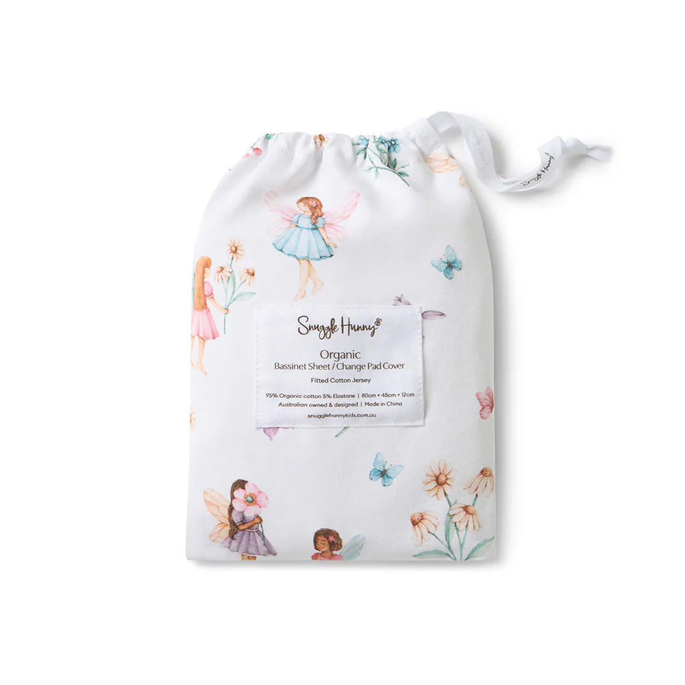 Snuggle Hunny Organic Bassinet Sheet / Change Pad Cover - Fairy Garden