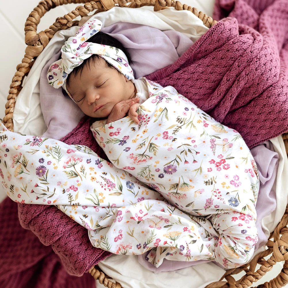 Snuggle Hunny Gracie Organic Jersey Wrap & Topknot Set