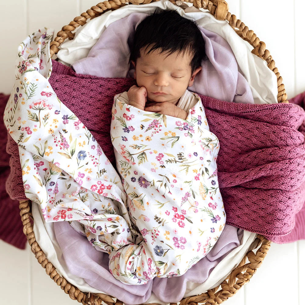 Snuggle Hunny Gracie Organic Jersey Wrap & Topknot Set