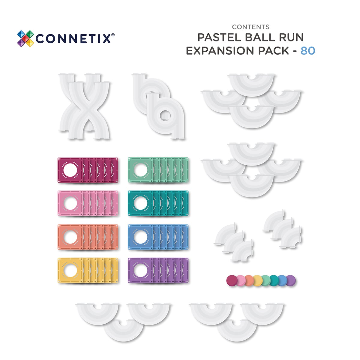 Connetix Pastel Ball Run Expansion Pack 80pc