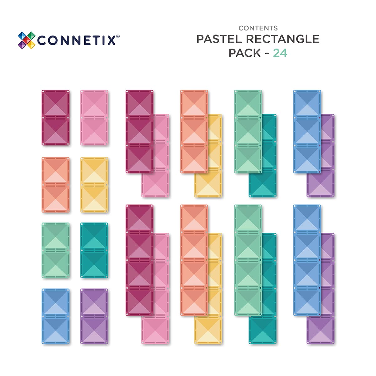 Connetix Pastel Rectangle Pack 24pc