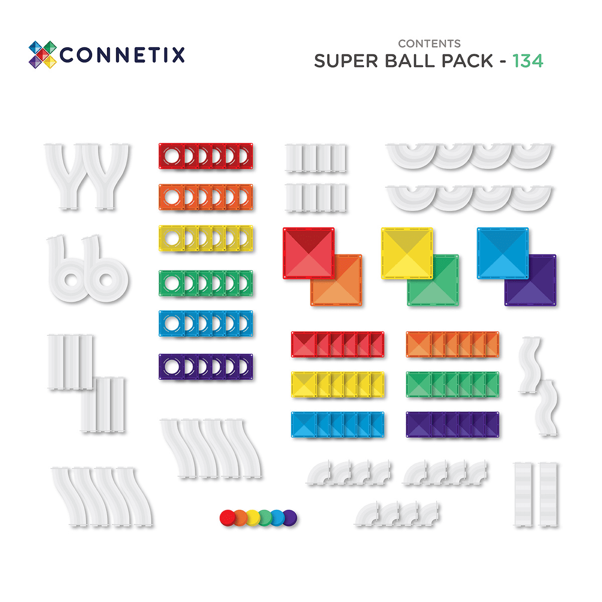 Connetix Rainbow Super Ball Run Pack - 134 pc