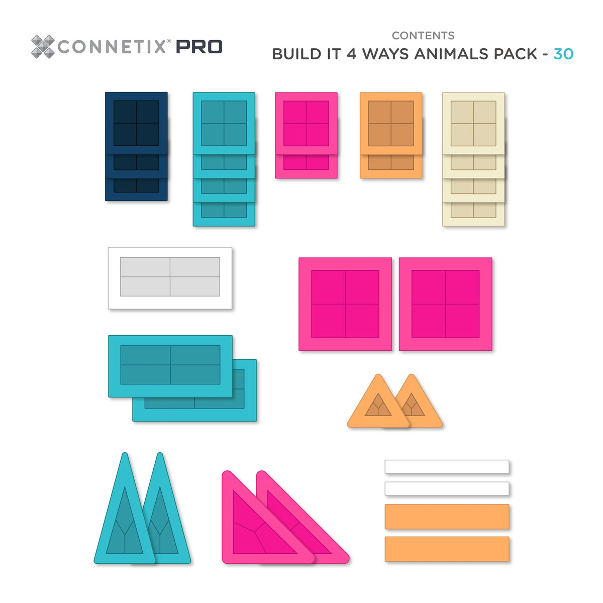Connetix PRO Build It 4 Ways Animals Pack - 30 pc