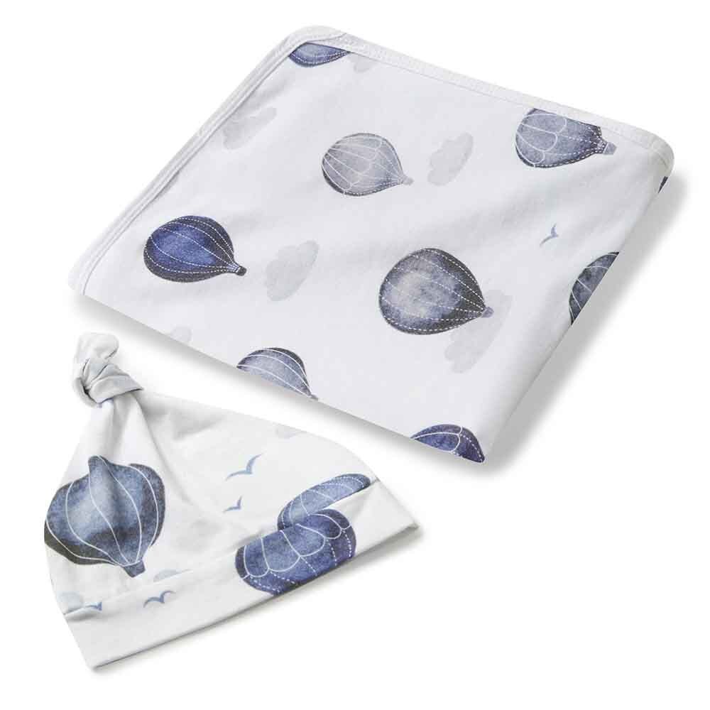 Snuggle Hunny Organic Jersey Wrap & Beanie Set - Cloud Chaser