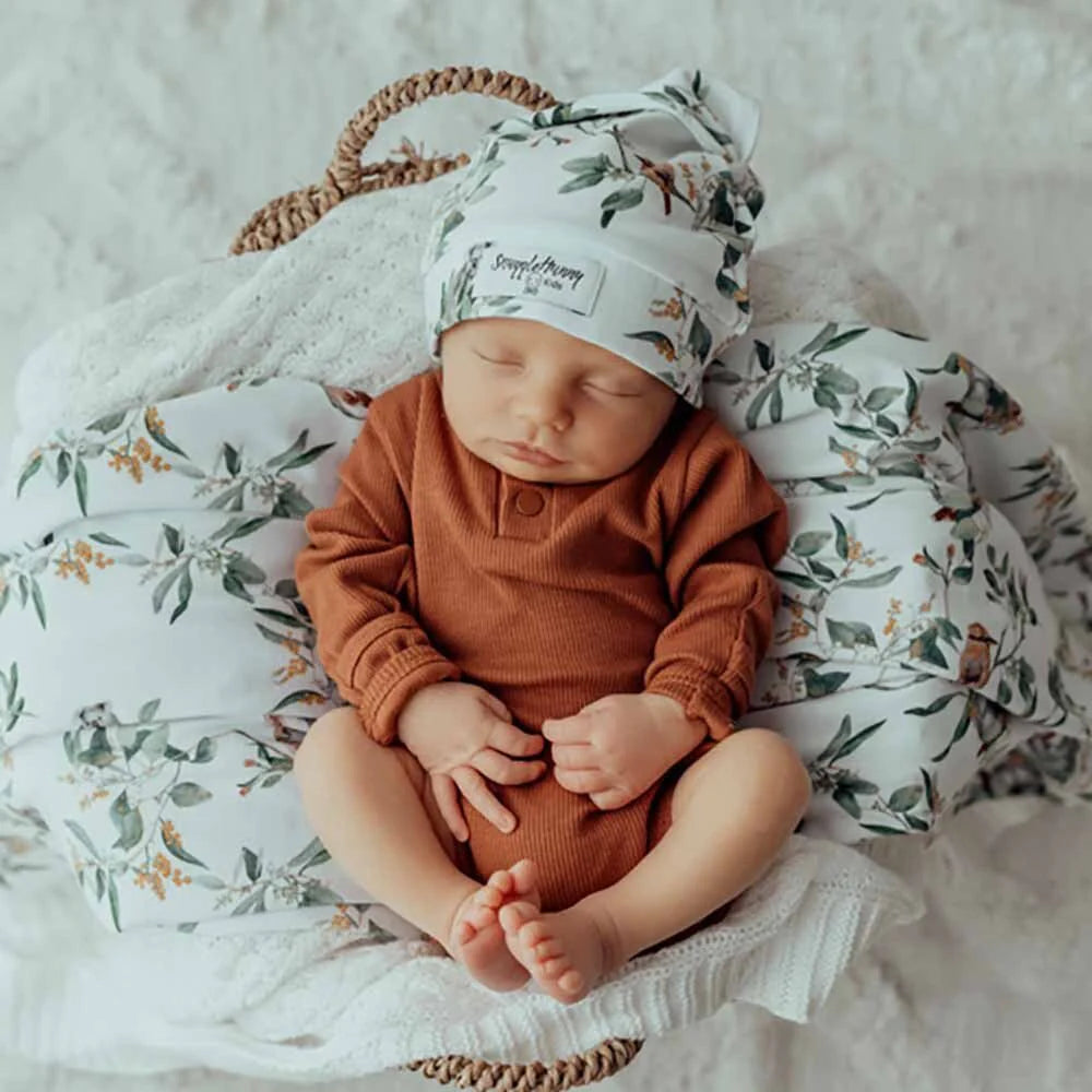 Snuggle Hunny Organic Jersey Wrap + Beanie Set - Eucalypt