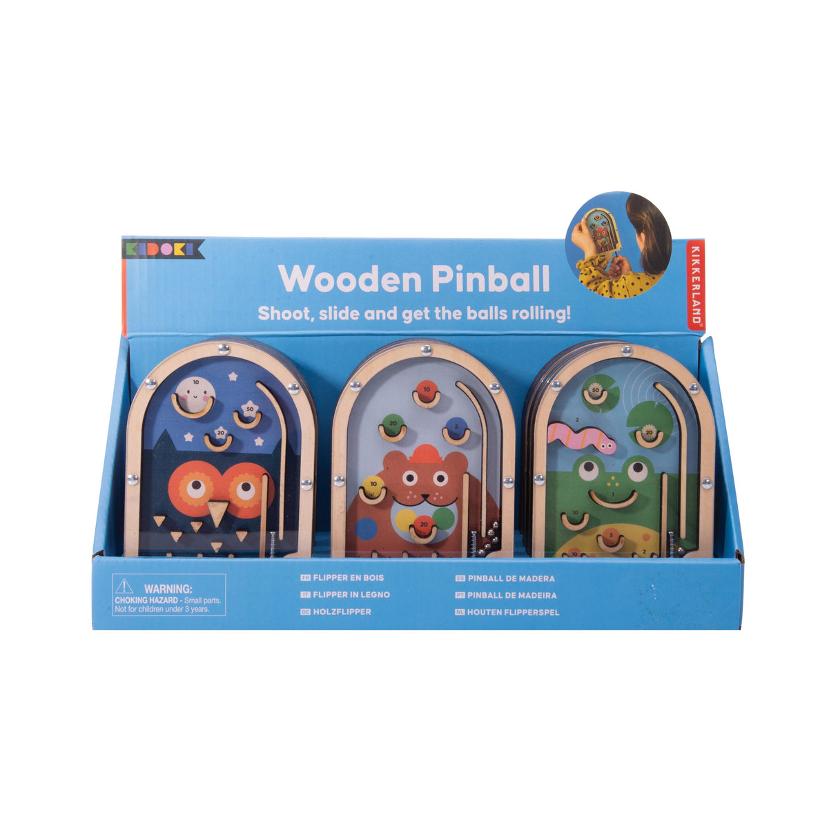 Kikkerland Kidoki Wooden Pinball