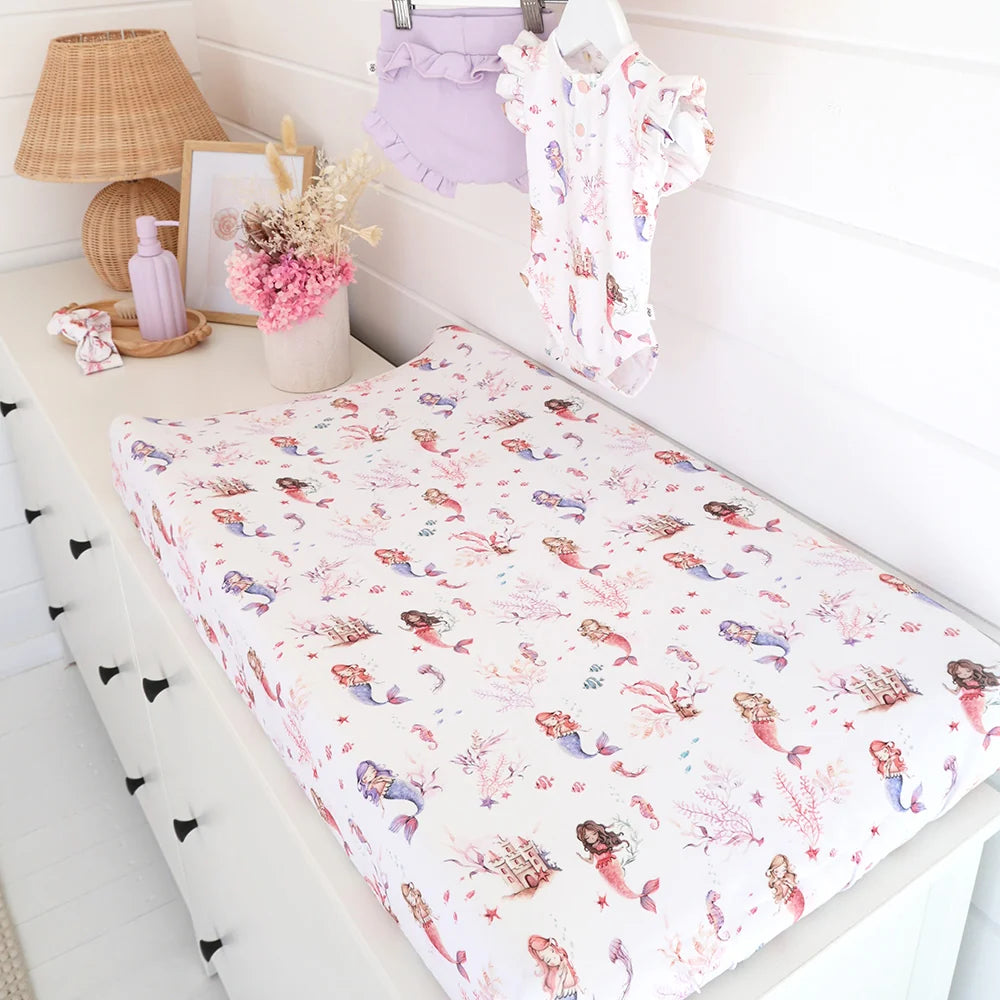 Snuggle Hunny Organic Bassinet Sheet / Change Pad Cover - Mermaid