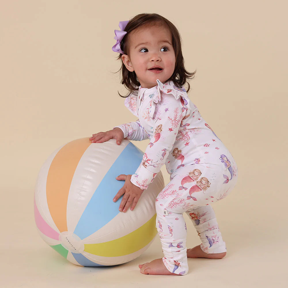 Snuggle Hunny Organic Snugglesuit Convertible Romper with Frill - Mermaid