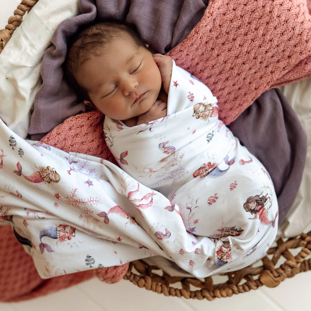 Snuggle Hunny Organic Jersey Wrap & Beanie Set - Mermaid