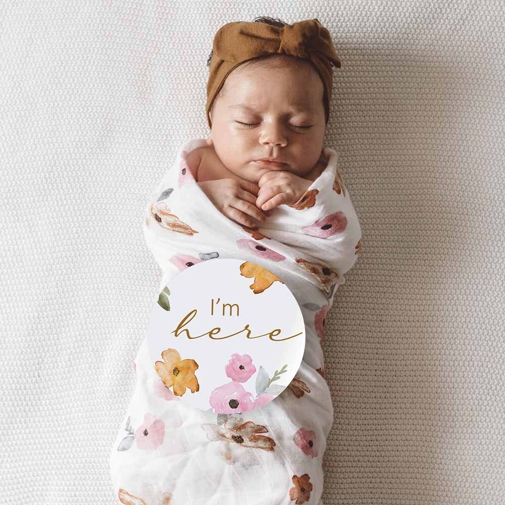 Snuggle Hunny Milestone Cards - Poppy & Blush pink