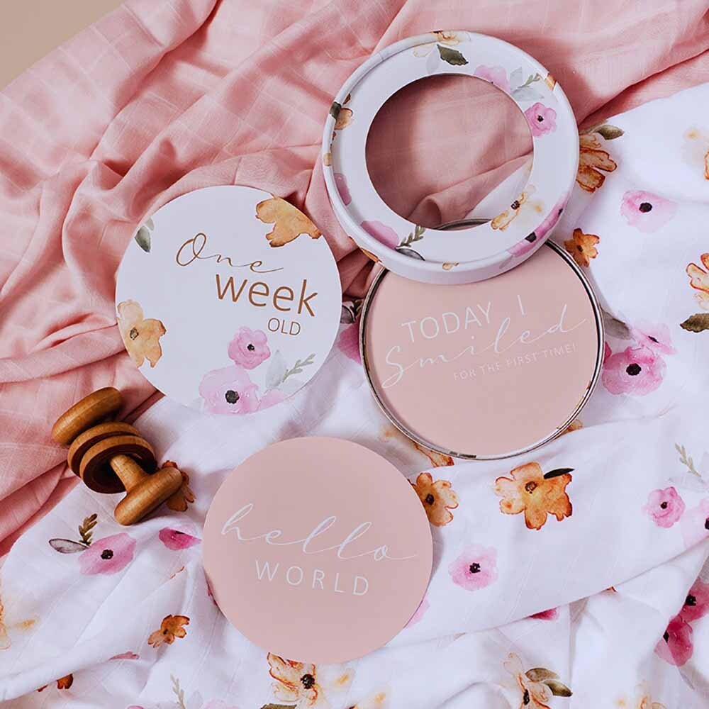 Snuggle Hunny Milestone Cards - Poppy & Blush pink