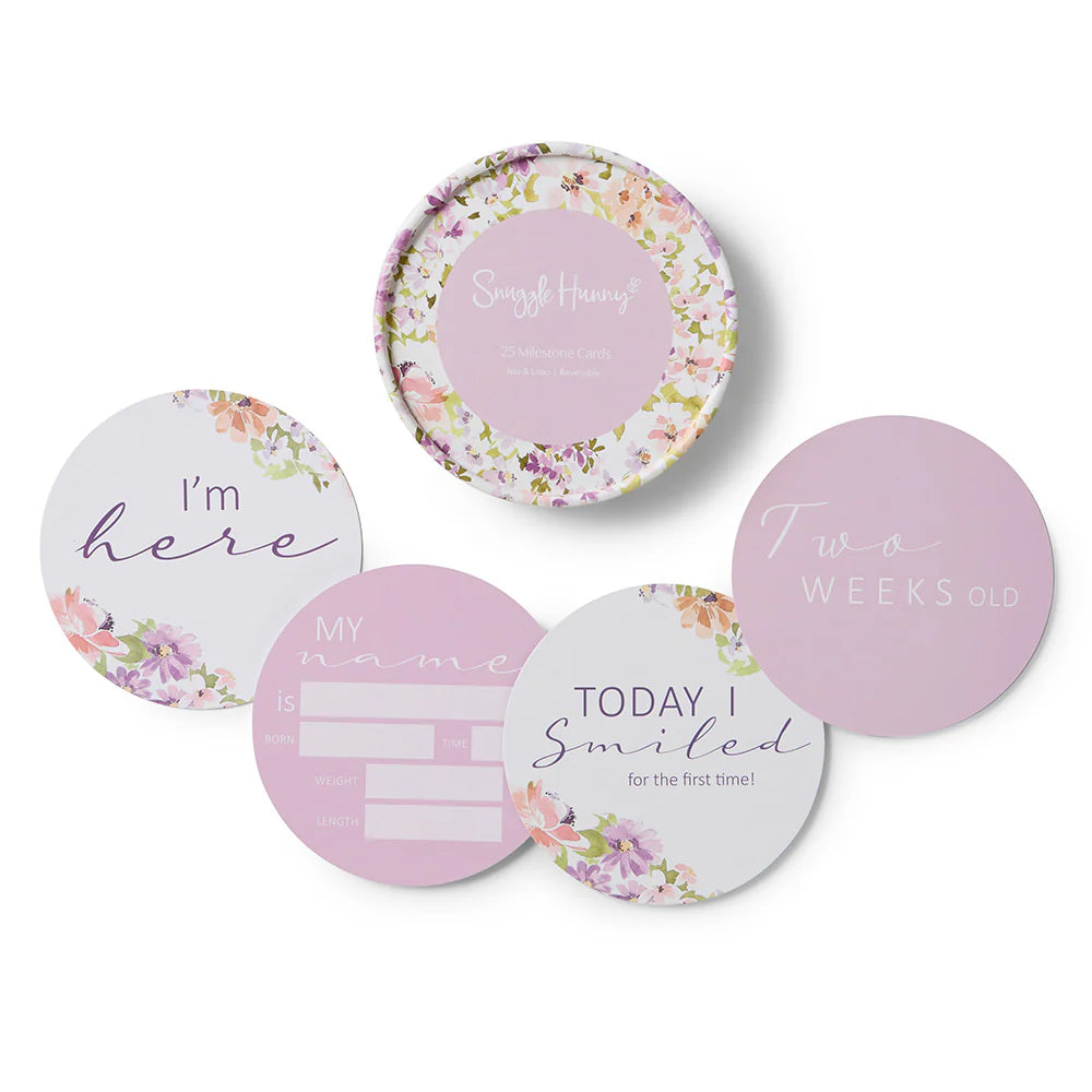 Snuggle Hunny Reversible Milestone Cards - Isla & Lilac