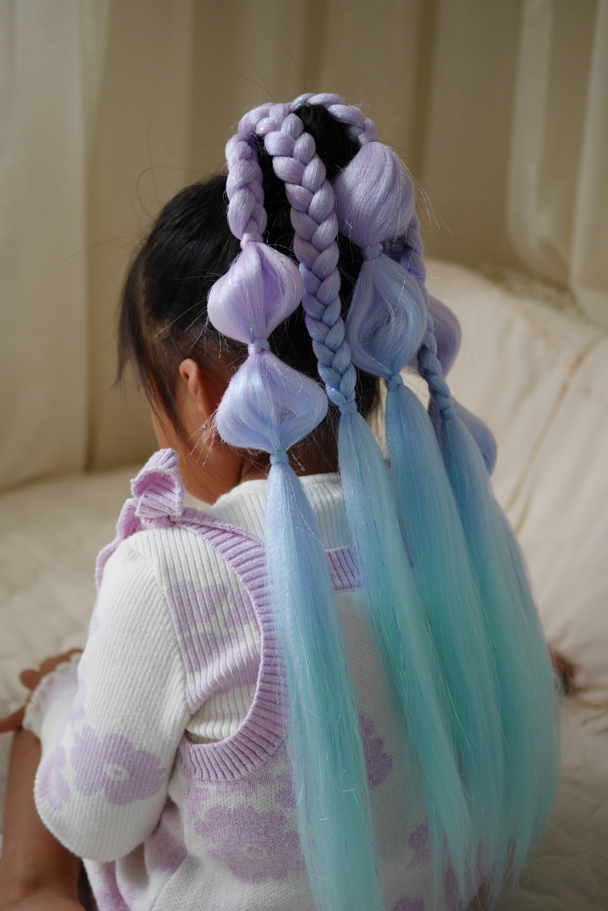 Mermaid Pre Styled Bubbles & Plaits - Pixie